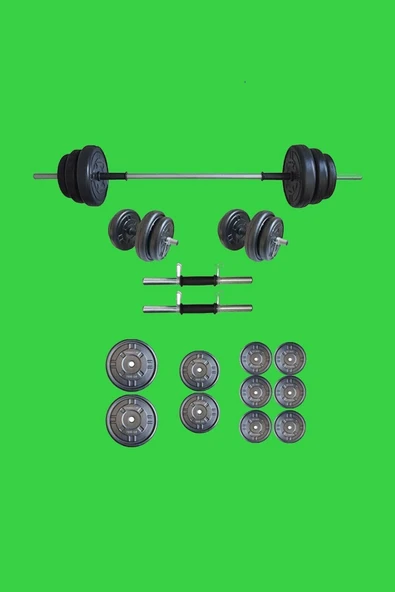 Mocca Style 55 Kg Ağırlık Seti 55 Kg Vücut Geliştirme Aleti Halter Seti(50 Kg Plaka Agırlığı)