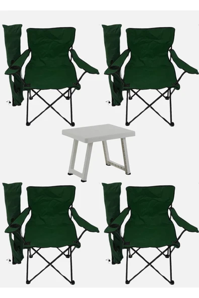 Bofigo 50 X 40 Cm Plastik Masa Ve 4 Adet Kamp Sandalyesi, Plaj sandalyesi ürün görseli