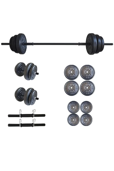 Mocca Style 35 Kg Ağırlık Seti Vücut Geliştirme Aleti Halter Seti (30 KG PLAKA AĞIRLIĞI)
