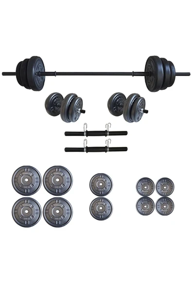 Mocca Style 55 Kg Ağırlık Seti 55 Kg Vücut Geliştirme Aleti Halter Seti (50 Kg Plaka Ağırlığı)