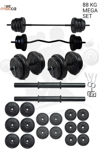 Mocca Style 88 Kg Z-barlı Megaset Halter Seti Ve Dambıl Seti ,ağırlık Seti, Fitnes