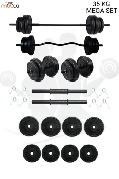Mocca Style 38 Kg Z-barlı Megaset Halter Seti Ve Dambıl Seti Ağırlık Fitness Seti