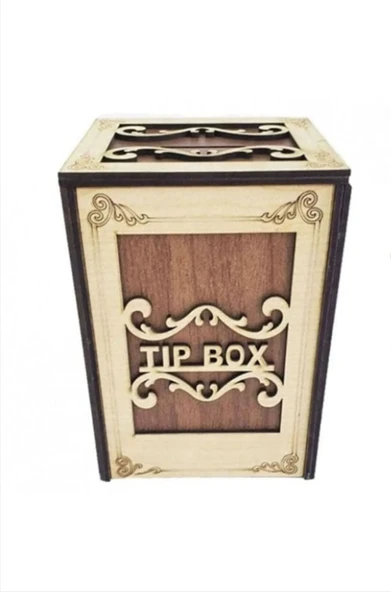 Ahşap Tip Box Bahşiş Kutusu Anahtarlı Tip Box Kutusu Ahşap Kumbara - 2