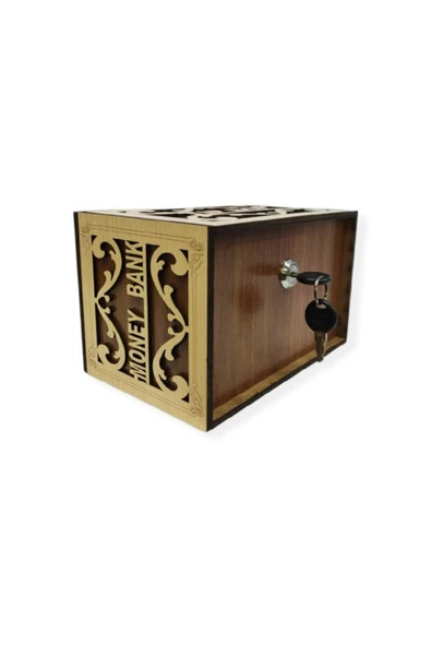 Ahşap Tip Box Bahşiş Kutusu Anahtarlı Tip Box Kutusu Ahşap Kumbara - 4
