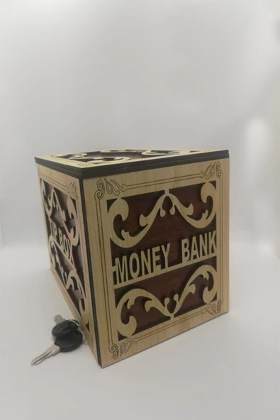 Ahşap Tip Box Bahşiş Kutusu Anahtarlı Tip Box Kutusu Ahşap Kumbara - 7