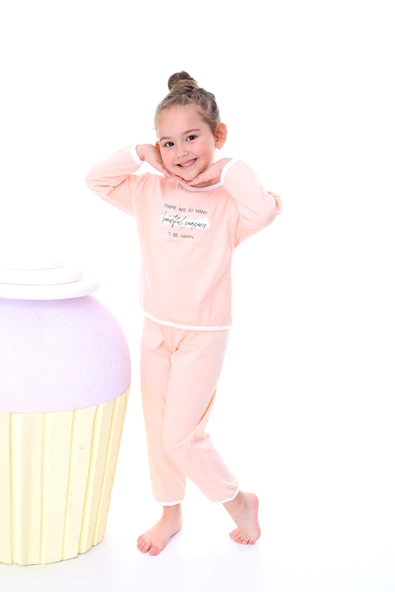 Kız Çocuk %100 Pamuk Desenli Rahat Pijama Takımı-Yumuşak ve Cilt Dostu - 8