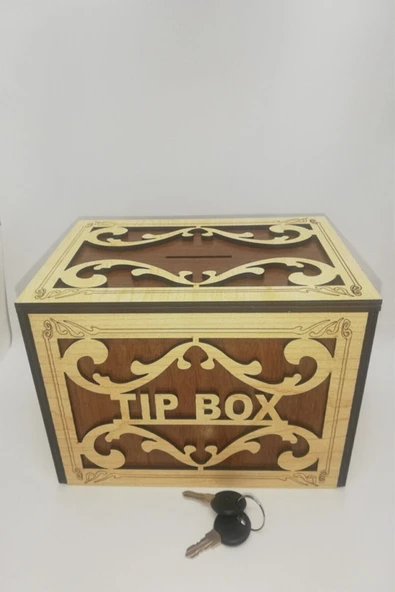 Ahşap Tip Box Bahşiş Kutusu Anahtarlı Tip Box Kutusu Ahşap Kumbara - 6