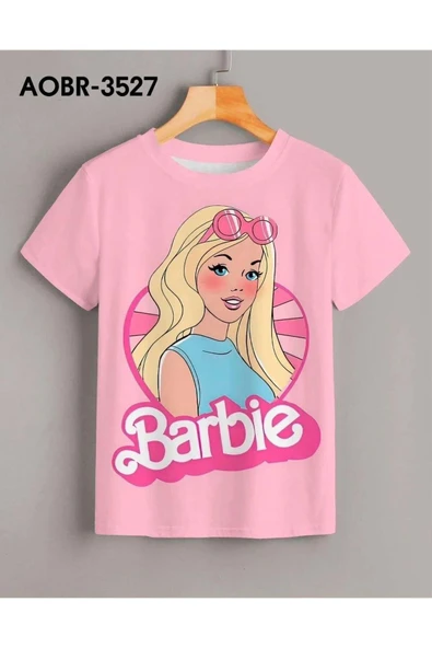 Çocuk Pembe Bebek Baskılı Oversize Bisiklet Yaka Tişört