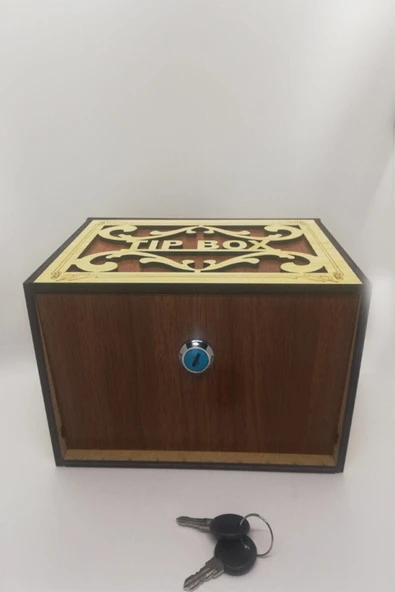 Ahşap Tip Box Bahşiş Kutusu Anahtarlı Tip Box Kutusu Ahşap Kumbara - 8