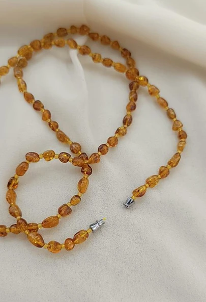 Kolye Damla Kehribar Amber Doğaltaş Yetişkin Kolyesi - 2