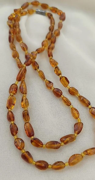 Kolye Damla Kehribar Amber Doğaltaş Yetişkin Kolyesi - 3