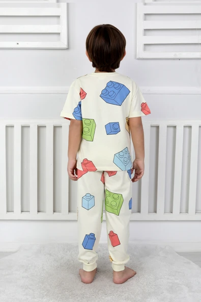 Erkek Çocuk %100 Pamuk Baskılı Pijama Takımı – Kısa Kollu, Sevimli Desenler - 4