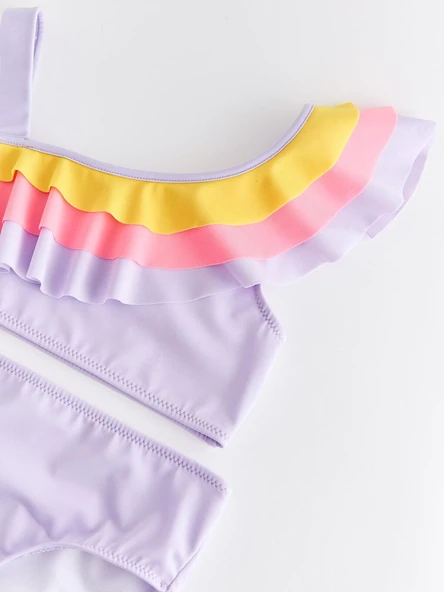 Renkli volanlı kız çocuk bikini takım DB200617BT - 9