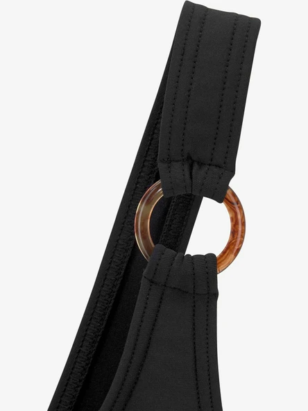 HALKALI SİYAH TEK OMUZLU BİKİNİ ÜSTÜ DB20010BU - 5