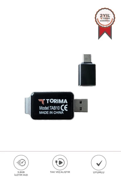 TORİMA TAB10 Mini 2in1 Kablosuz Carplay Usb ve Type-c Uyumlu Araç Multimedya Dönüştürücü Adaptörü