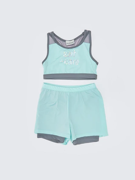 Şort ve taytlı kız çocuk bikini takım