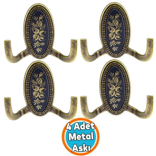 Duvar Vestiyer Askısı Metal Dolap Elbise Havlu Askılığı Antik Sarı Askı Askılık 4 Adet