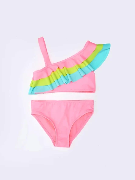 Renkli volanlı kız çocuk bikini takım DB200617BT - 4