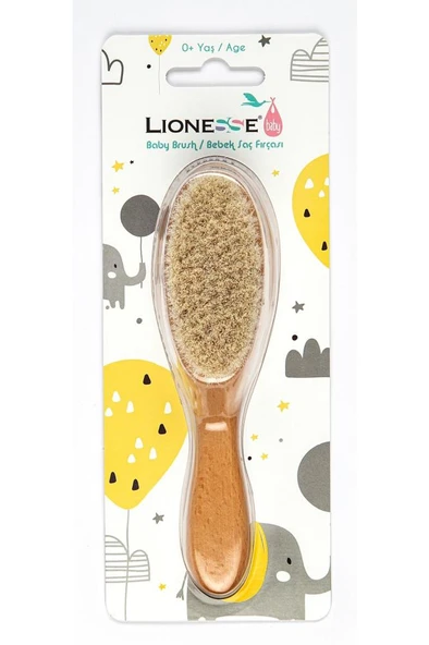Lionesse Doğal Ahşap Organik Yumuşak Premium Bebek Saç Fırçası - 2