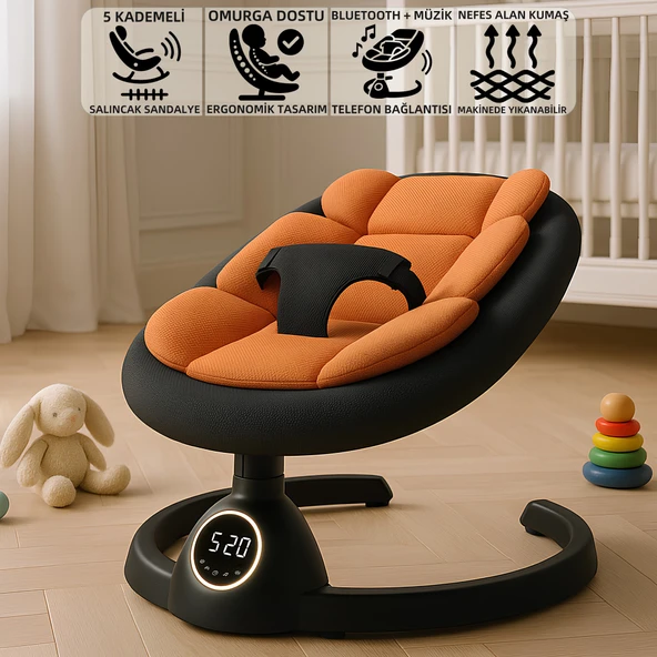 Mioji Baby 4 Kumandalı 9KG 5 Kademeli Elektrikli Ekranlı Otomatik Sallanan Ana Kucağı