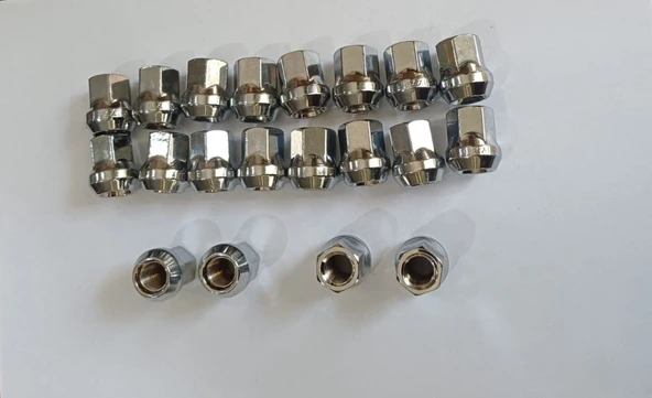 Somun Takımı Krom Kaplı M12x1.5 AA=17 H=25 Açık Kafa, 20 Adet ürün görseli