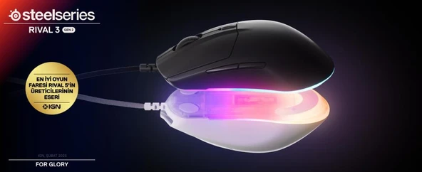 Steelseries Rival 3 Gen 2 RGB Kablolu Gaming Mouse Siyah - 3