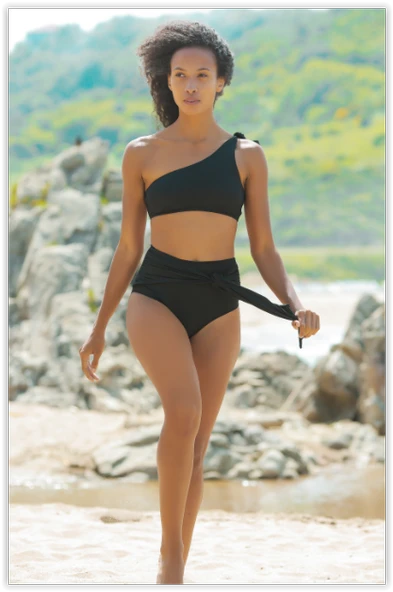 Siyah Bağlamalı Toparlayıcı Bikini Takım DB200552BT - 2