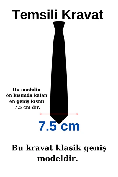 Esgue Hand Made 7.5 cm Kahve Lacivert Mendilli Kravat - 6