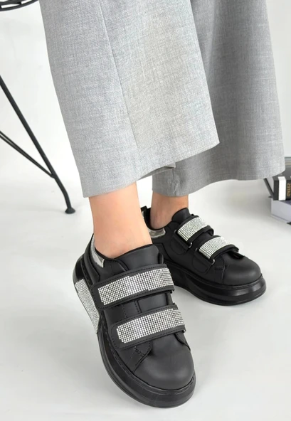 Nino Siyah Cilt Cırt Cırtlı Spor Ayakkabı - Resim 3