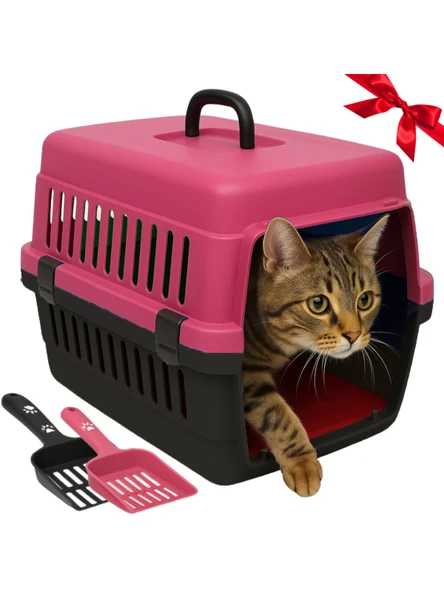Beylini Kedi Köpek Evcil Hayvan Taşıma Kutusu Yumuşak Zeminli Portatif Seyahat Veteriner Uyumlu Hafif Evcil Hayvan Çantası Pratik Kullanımlı Evcil Hayvan Taşıyıcı Pembe 28X33X45 cm - 1