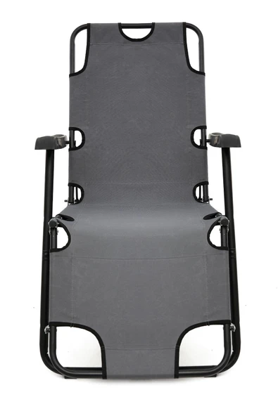 moniev Litus Katlanır Şezlong Plaj Şezlongu Portatif Kamp Sandalyesi Ve Bahçe Şezlongu - Gri - Resim 4