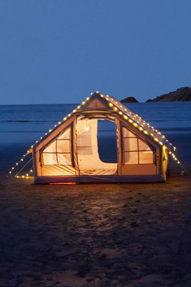 moniev Monicamp 6 Kişilik 4 Mevsim Şişme Kamp Çadırı 6m2 300cm x 200cm x 210cm 420D Kumaş Manuel Pompalı