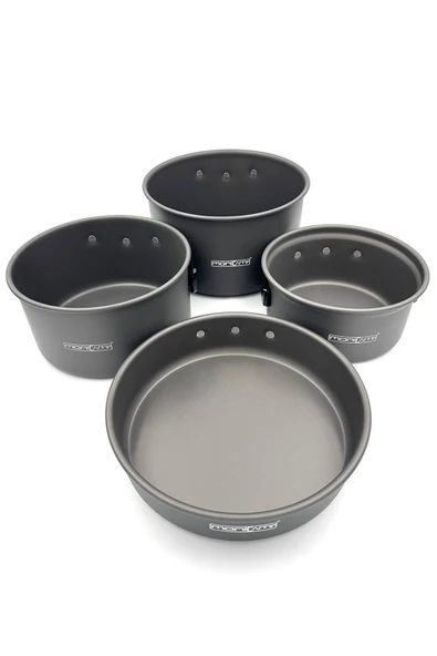 moniev Monicamp Kamp 3 Tencere ve Tava Seti Kamp Mutfağı 4'lü Pişirme Seti 7 Parça - Resim 3