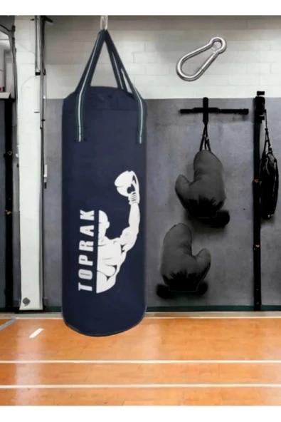 9-13 Yaş Boks Torbası 60Cm Çocuk Boks Torbası Eldiven+Karabina Hediyeli Lacivert - 2