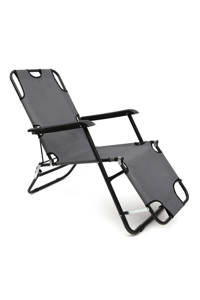 moniev Litus Katlanır Şezlong Plaj Şezlongu Portatif Kamp Sandalyesi Ve Bahçe Şezlongu - Gri ürün görseli