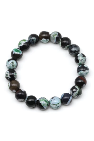 Akik Doğal Taş Bileklik 10 mm Küre Kesim - Resim 2