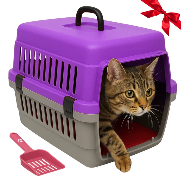 Beylini Kedi Köpek Evcil Hayvan Taşıma Kutusu Yumuşak Zeminli Portatif Seyahat Veteriner Uyumlu Hafif Evcil Hayvan Çantası Pratik Kullanımlı Evcil Hayvan Taşıyıcı Mor 28X33X45 cm