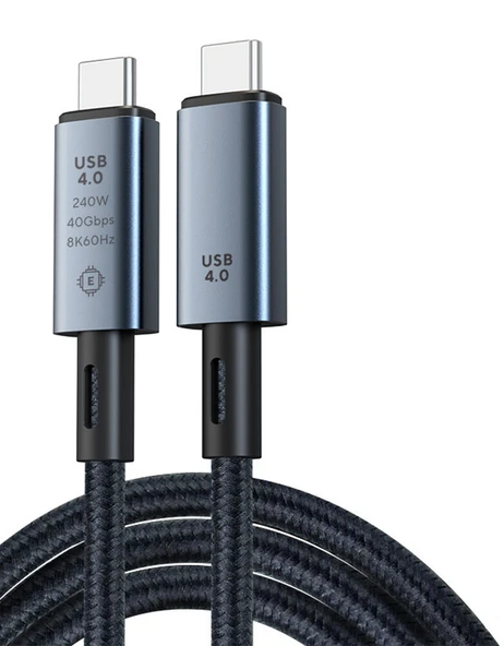 Daytona ZR851 240W USB 4.0 40GBPS 8k Thunderbolt Görüntü Aktarım ve Hızlı Şarj Kablosu 1,5 Metre