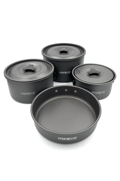 moniev Monicamp Kamp 3 Tencere ve Tava Seti Kamp Mutfağı 4'lü Pişirme Seti 7 Parça ürün görseli