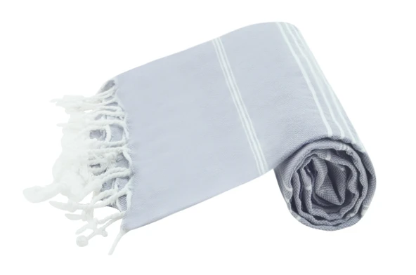 GRVTANIUM Açık Gri %100 Pamuk 180x100cm Peştemal Püsküllü Banyo,Plaj,Hamam Havlusu Kese Hediyeli M2 - 2