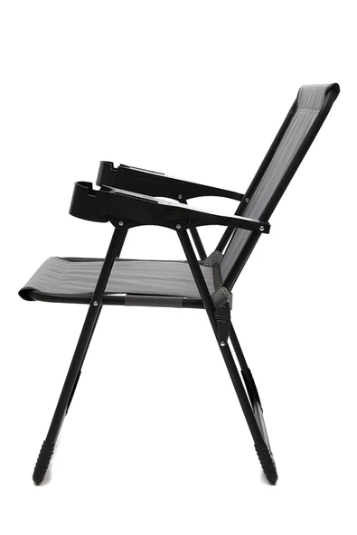 moniev Silva 4 Adet Kamp Sandalyesi Bardaklıklı Lüks Piknik Sandalye Gri - Resim 3