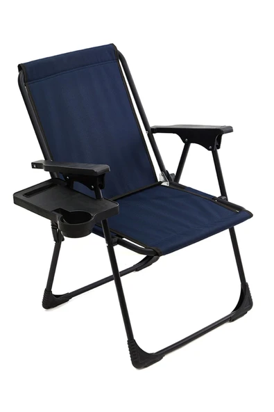 moniev Natura Kamp Sandalyesi Katlanır Piknik Sandalye Dikdörtgen Bardaklıklı Lacivert