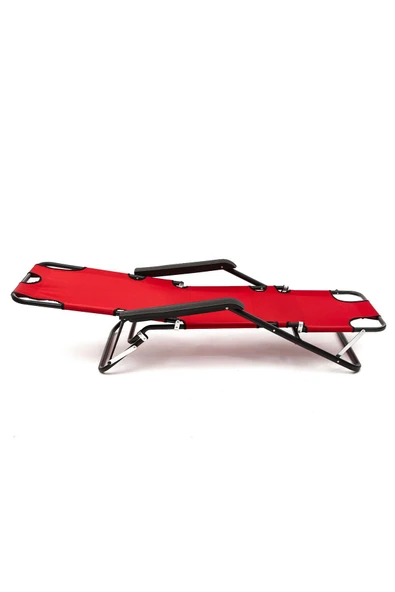 moniev Litus Katlanır Şezlong Plaj Şezlongu Portatif Kamp Sandalyesi Ve Bahçe Şezlongu - Kırmızı - 3