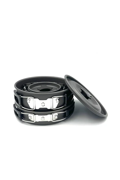 moniev Monicamp Kamp Tencere Tava ve Çaydaklık Seti Kamp Mutfağı 3'lü Set - Resim 6