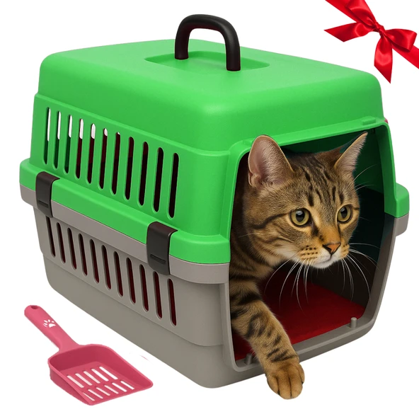 Beylini Kedi Köpek Evcil Hayvan Taşıma Kutusu Yumuşak Zeminli Portatif Seyahat Veteriner Uyumlu Hafif Evcil Hayvan Çantası Pratik Kullanımlı Evcil Hayvan Taşıyıcı Yeşil 28X33X45 cm