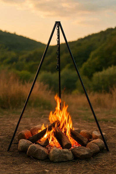 moniev Monicamp Kamp Ateşi Askısı Zincirli ve Kancalı 3 Ayaklı Tencere Kazan Askısı ürün görseli