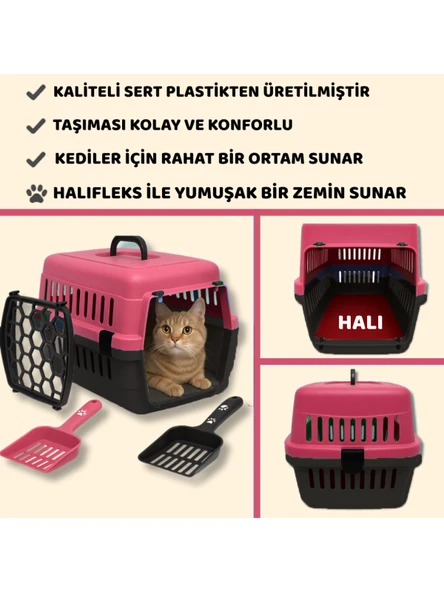 Beylini Kedi Köpek Evcil Hayvan Taşıma Kutusu Yumuşak Zeminli Portatif Seyahat Veteriner Uyumlu Hafif Evcil Hayvan Çantası Pratik Kullanımlı Evcil Hayvan Taşıyıcı Pembe 28X33X45 cm - 2