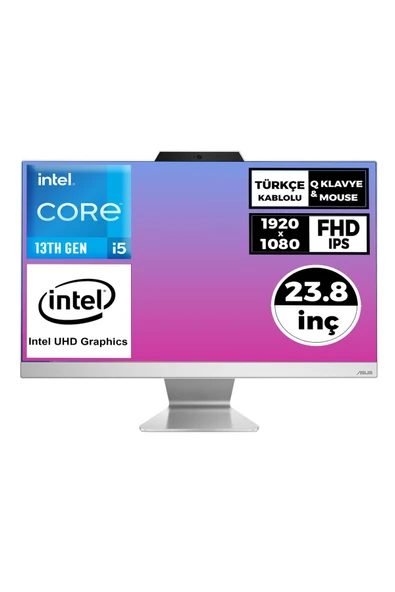 ASUS i5-1335U 8GB 512GB SSD 23.8" FHD W11P Beyaz All In One Pc A3402WBAK-I58512W0D 005