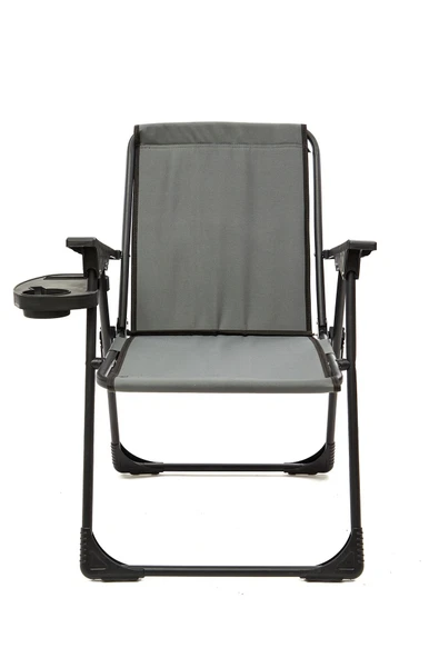 moniev Natura 3 Adet Kamp Sandalyesi Katlanır Piknik Sandalye Oval Bardaklıklı Gri - 4