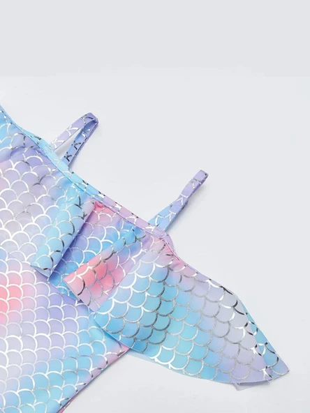 Varak pul baskılı volanlı kız çocuk mayo - 3